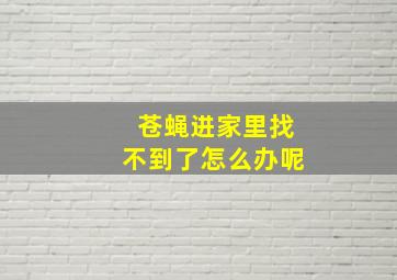 苍蝇进家里找不到了怎么办呢