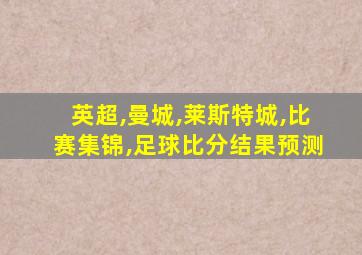 英超,曼城,莱斯特城,比赛集锦,足球比分结果预测