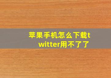 苹果手机怎么下载twitter用不了了