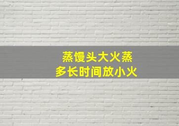 蒸馒头大火蒸多长时间放小火