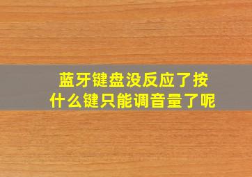 蓝牙键盘没反应了按什么键只能调音量了呢