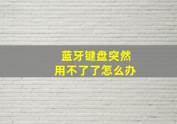 蓝牙键盘突然用不了了怎么办