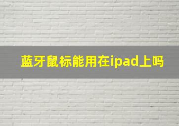 蓝牙鼠标能用在ipad上吗