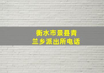 衡水市景县青兰乡派出所电话