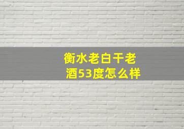 衡水老白干老酒53度怎么样