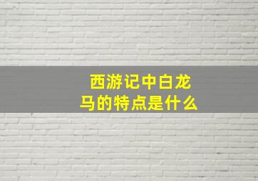 西游记中白龙马的特点是什么