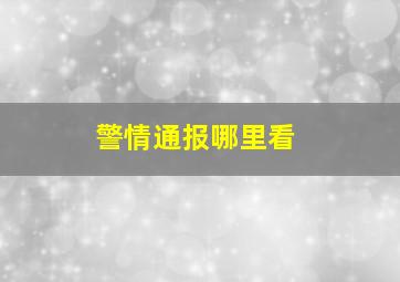 警情通报哪里看