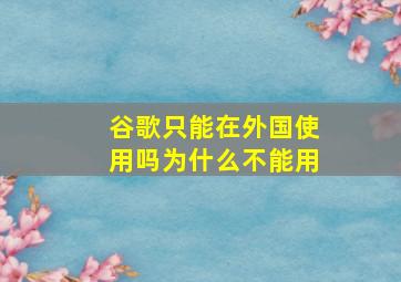 谷歌只能在外国使用吗为什么不能用