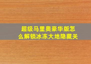 超级马里奥豪华版怎么解锁冰冻大地隐藏关