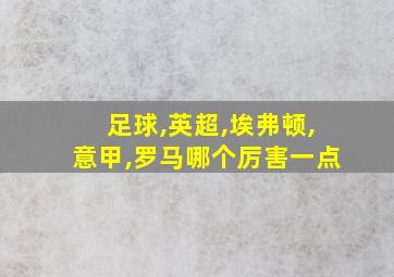 足球,英超,埃弗顿,意甲,罗马哪个厉害一点