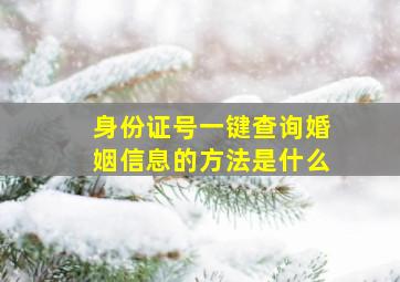 身份证号一键查询婚姻信息的方法是什么