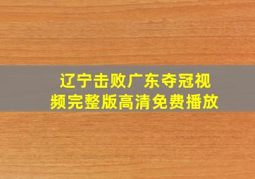 辽宁击败广东夺冠视频完整版高清免费播放