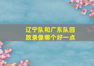 辽宁队和广东队回放录像哪个好一点