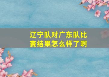 辽宁队对广东队比赛结果怎么样了啊