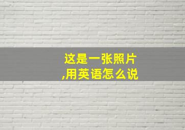 这是一张照片,用英语怎么说