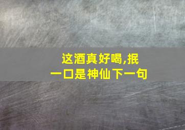 这酒真好喝,抿一口是神仙下一句