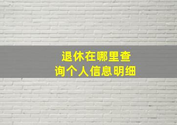 退休在哪里查询个人信息明细