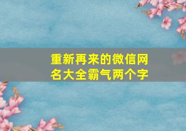 重新再来的微信网名大全霸气两个字