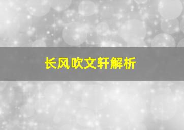 长风吹文轩解析