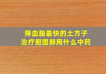 降血脂最快的土方子治疗胆固醇用什么中药