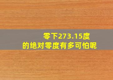 零下273.15度的绝对零度有多可怕呢