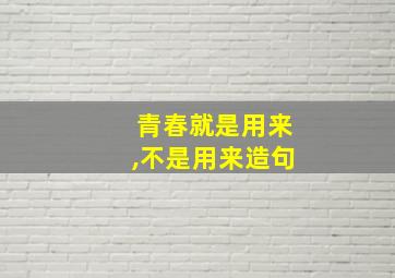 青春就是用来,不是用来造句