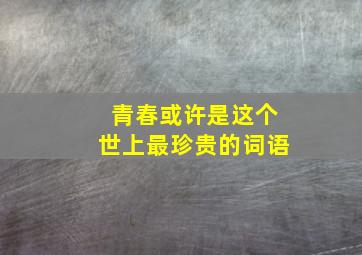 青春或许是这个世上最珍贵的词语