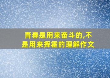 青春是用来奋斗的,不是用来挥霍的理解作文