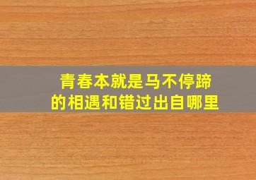 青春本就是马不停蹄的相遇和错过出自哪里