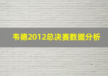 韦德2012总决赛数据分析