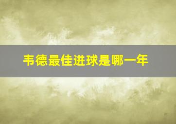 韦德最佳进球是哪一年