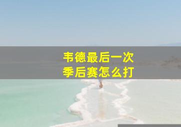 韦德最后一次季后赛怎么打