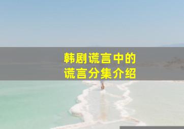 韩剧谎言中的谎言分集介绍