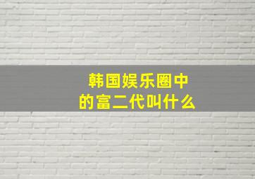 韩国娱乐圈中的富二代叫什么