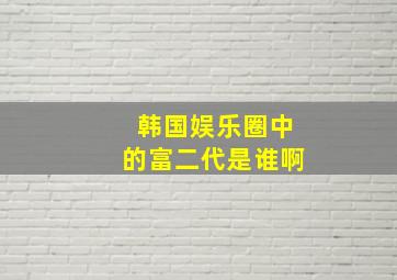 韩国娱乐圈中的富二代是谁啊