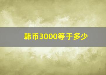 韩币3000等于多少