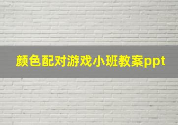 颜色配对游戏小班教案ppt