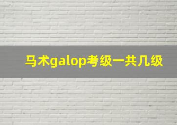 马术galop考级一共几级