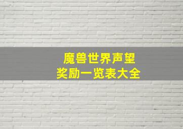 魔兽世界声望奖励一览表大全