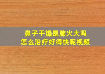 鼻子干燥是肺火大吗怎么治疗好得快呢视频