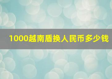 1000越南盾换人民币多少钱