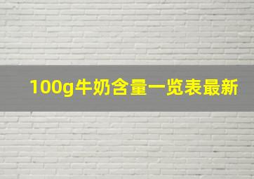 100g牛奶含量一览表最新