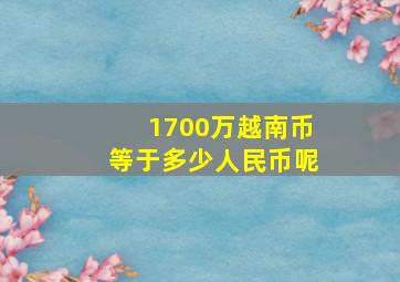 1700万越南币等于多少人民币呢