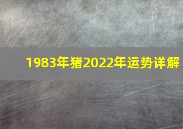 1983年猪2022年运势详解