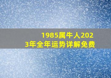 1985属牛人2023年全年运势详解免费