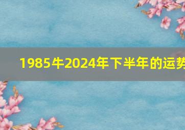 1985牛2024年下半年的运势