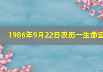 1986年9月22日农历一生命运