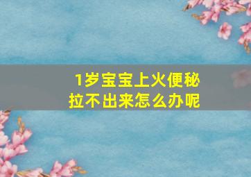 1岁宝宝上火便秘拉不出来怎么办呢