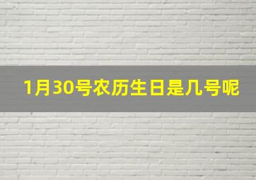 1月30号农历生日是几号呢