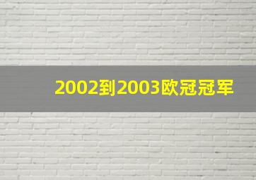 2002到2003欧冠冠军